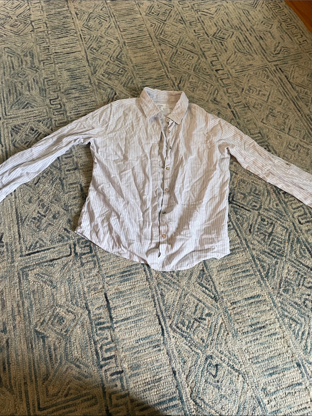 Women’s Casual Button-Up Shirt in Light Blue Stripe